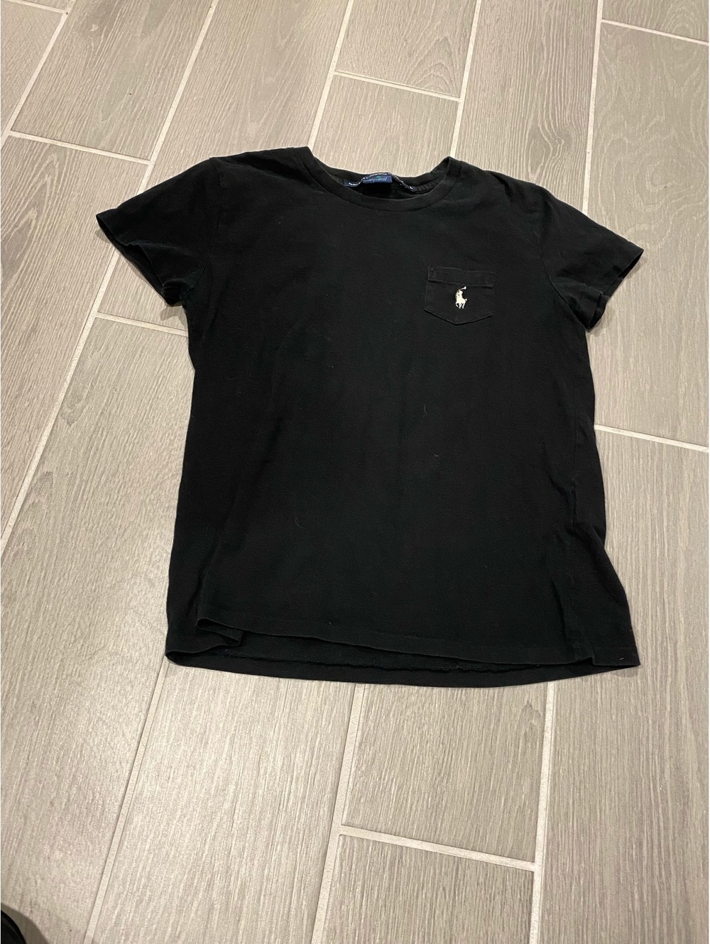 Ralph Lauren Sport Black Cotton T-Shirt with Pocket Logo
